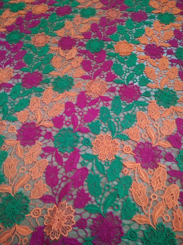 Colorful water soluble guipure dress lace fabric