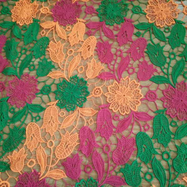 Colorful water soluble guipure dress lace fabric