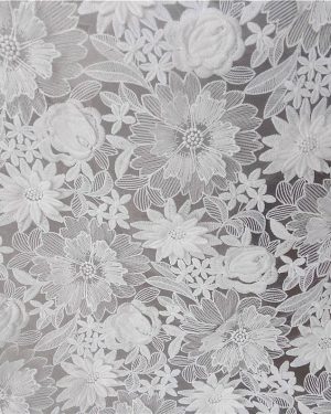3D Sunflower Ivory Embroidered Veil Lace Fabric