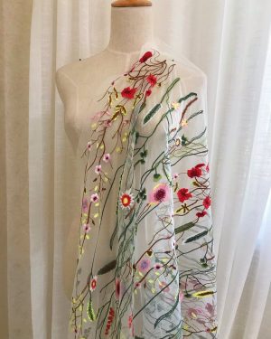 3d floral designer dress lace fabric