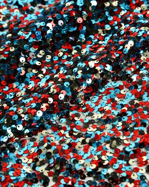 red and blue sequin embroidery reversible Polyester mesh garment fabric