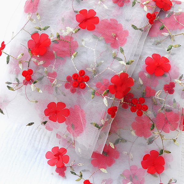 3d Flower Chiffon Embroidery Lace Dress Fabric