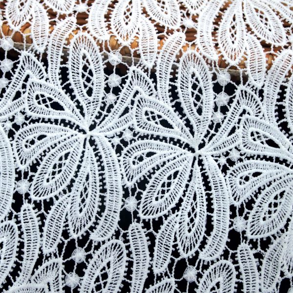 Offwhite Embroidered Water Soluble Bridal Dresses Guipure Lace Fabric