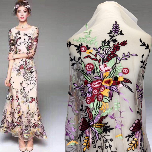 3d Floral Embroidered Designer Dress lace Fabric