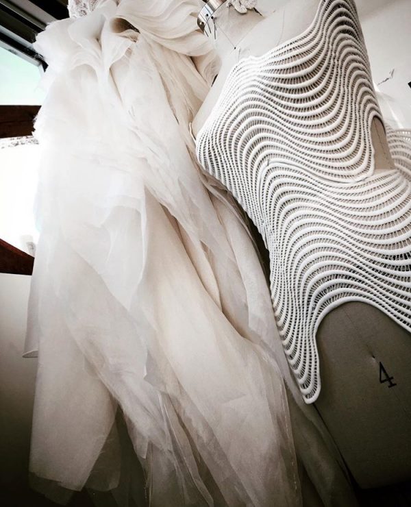 Pure white Haute Couture Designer Dress Guipure lace