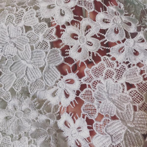 3D Sun Floral Embroidered Water Soluble Bridal Guipure Lace Fabric