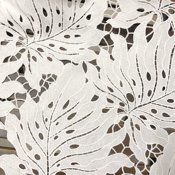 Offwhite Leaves Embroidered Water Soluble Dresses Guipure Lace Fabric