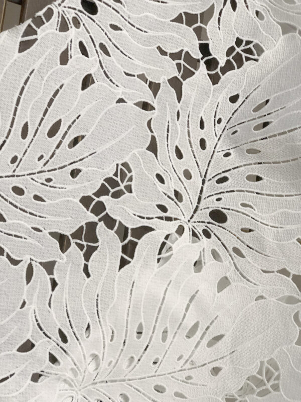Offwhite Leaves Embroidered Water Soluble Dresses Guipure Lace Fabric