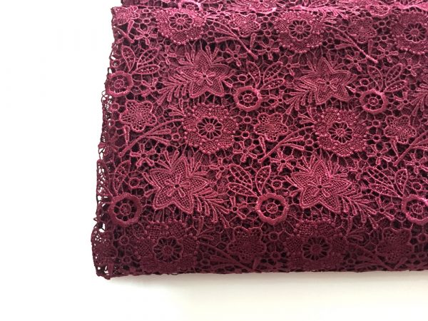 Maroon Water Soluble Dresses Guipure Lace Fabric