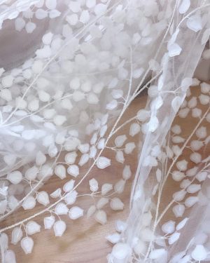 OffWhite 3D Floral Tulle Designer Dress Lace Fabric