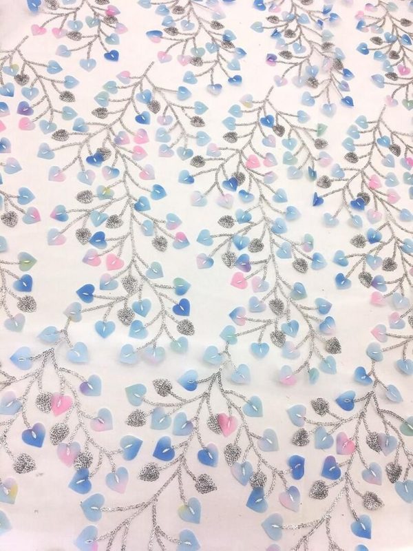 3d Floral leaves Embroidered Designer Dress lace Fabric