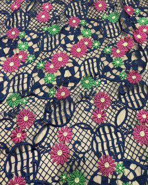Multi-color Embroidered Chemical lace Fabric
