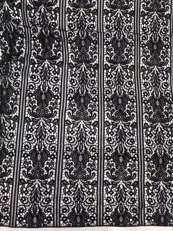 Black Floral Water soluble embroidery Fabric