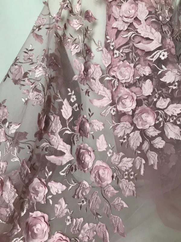 Rose 3D Floral Applique Designer Lace Fabric