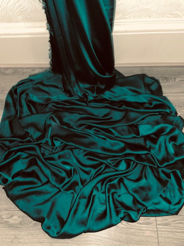 Forest Green Charmeuse Satin Silk Crepe Fabric