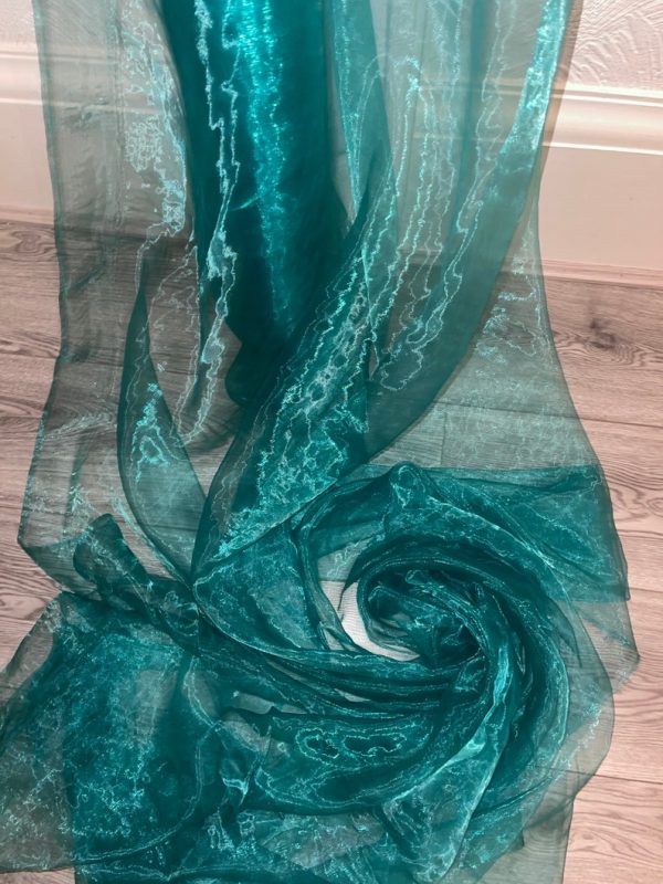 100% Polyester Teal Green Crystal Organza Fabric