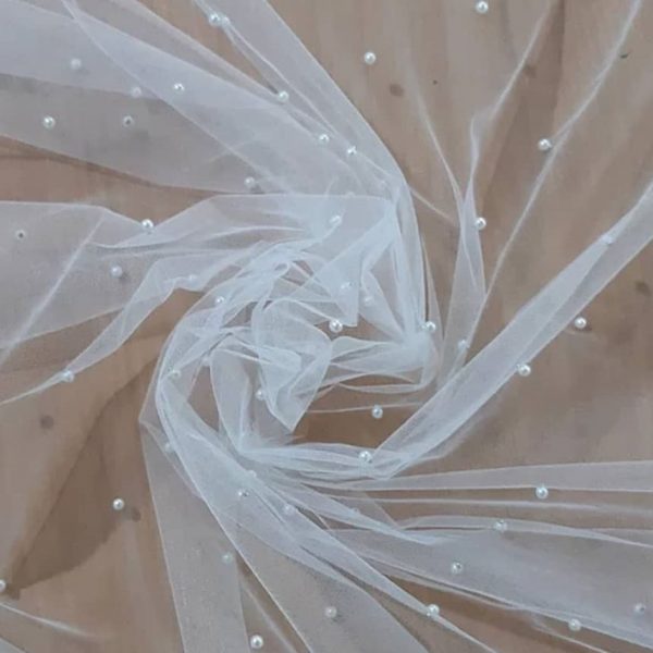 Wedding Veil Pearl Beaded Fabric