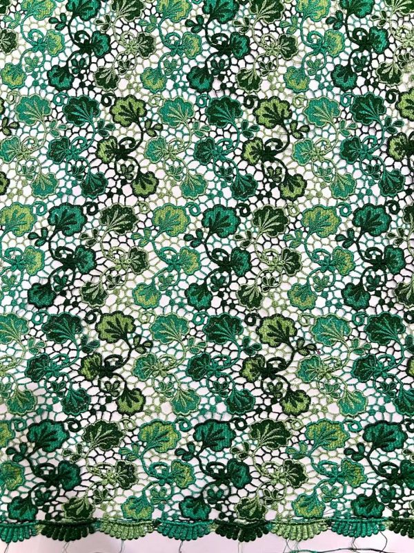 Luxury Green Gold Cord Lace Fabric African embroidery Lace Fabric with sequins Cord lace Fabric