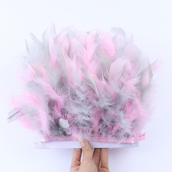 pink gray Fancy Turkey feather Fringe