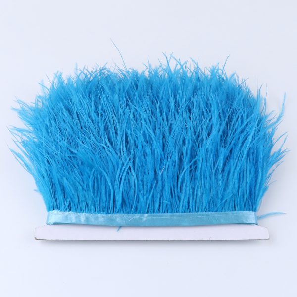 Lake Blue Natural Ostrich Feathers Trim
