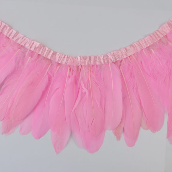 Pink Natural Goose Feather Trim Fringe