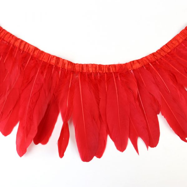 Red Natural Goose Feather Trim Fringe