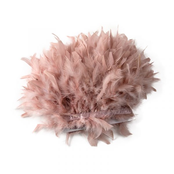 Leather Pink Natural Turkey Feathers Trim