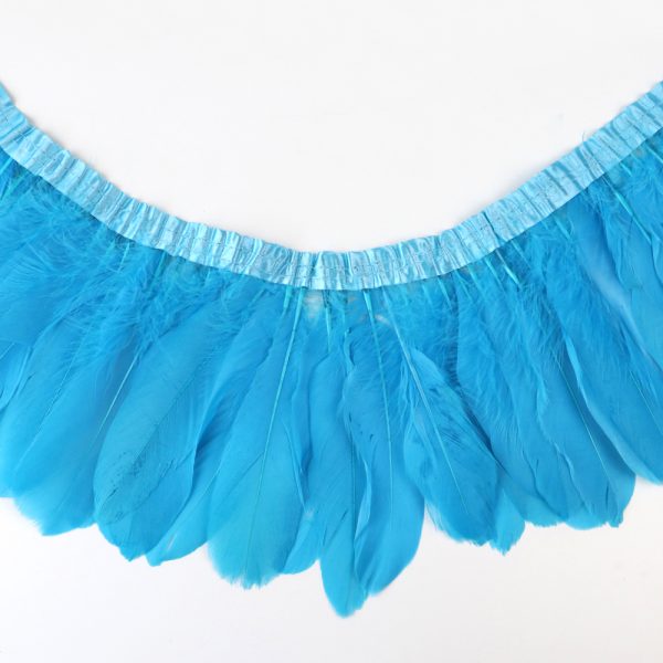Turquoise Blue Natural Goose Feather Trim Fringe
