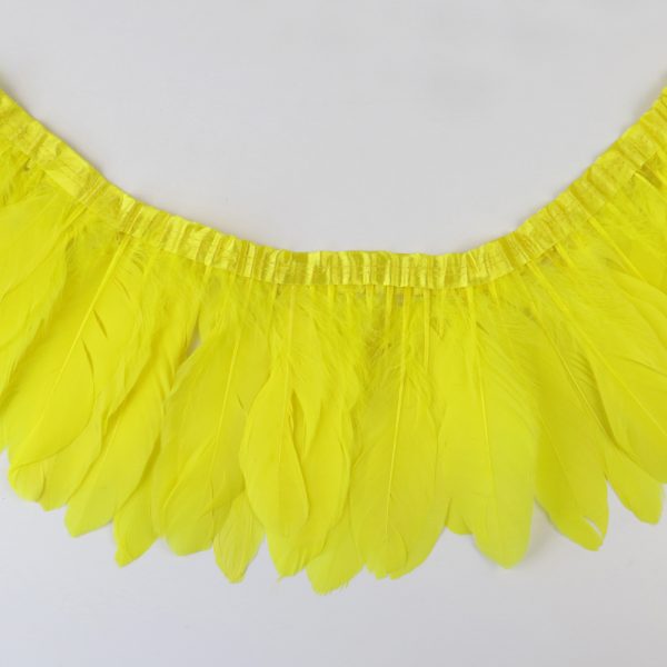 Yellow Natural Goose Feather Trim Fringe
