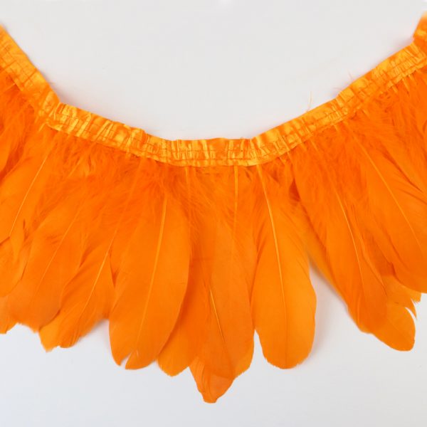 Orange Natural Goose Feather Trim Fringe