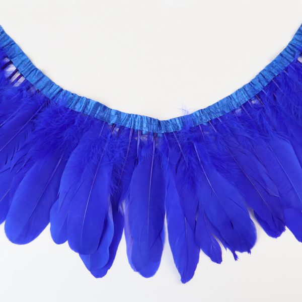 Royal blue Natural Goose Feather Trim Fringe