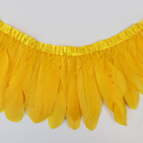 Gold Yellow Natural Goose Feather Trim Fringe