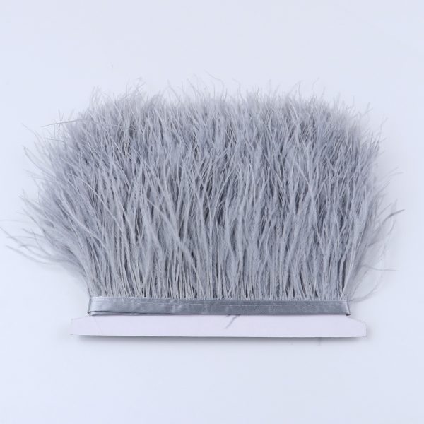 Grey Natural Ostrich Feathers Trim