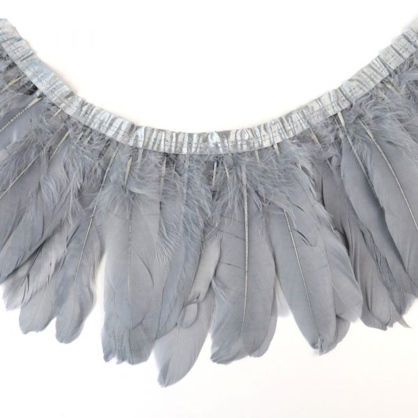 Grey Natural Goose Feather Trim Fringe