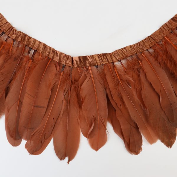 Coffee Natural Goose Feather Trim Fringe