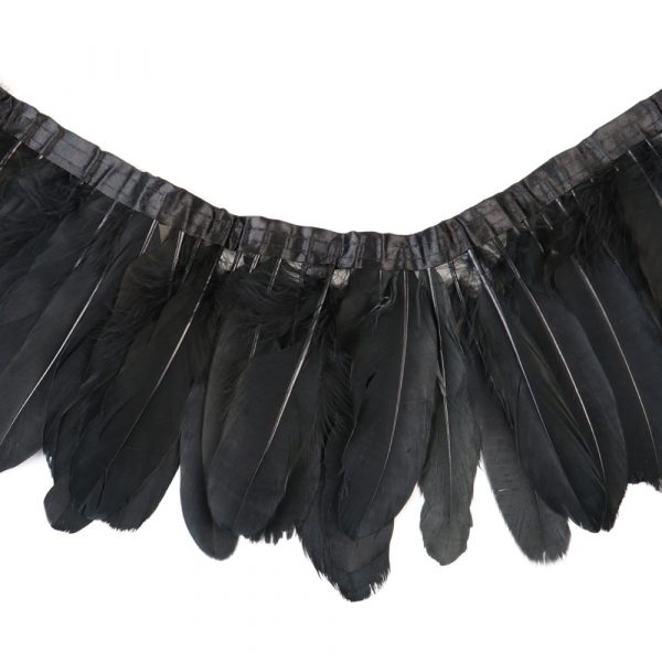 Black Natural Goose Feather Trim Fringe