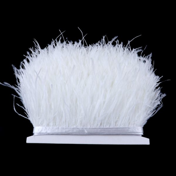 White Natural Ostrich Feathers Trim