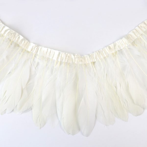 Offwhite Natural Goose Feather Trim Fringe