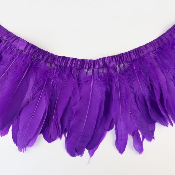 Purple Natural Goose Feather Trim Fringe