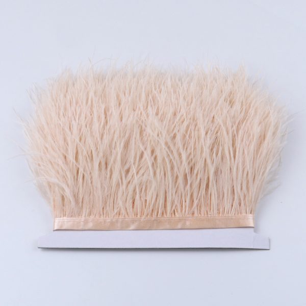 champagne Natural Ostrich Feathers Trim