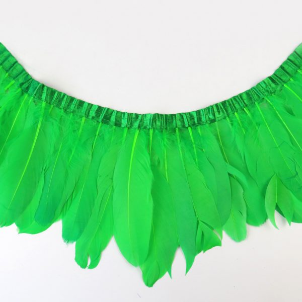 Green Natural Goose Feather Trim Fringe