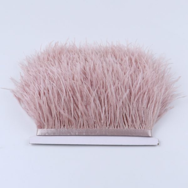 Leather Pink Natural Ostrich Feathers Trim