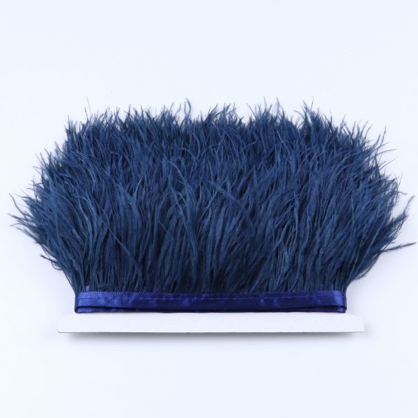 Navy Blue Natural Ostrich Feathers Trim