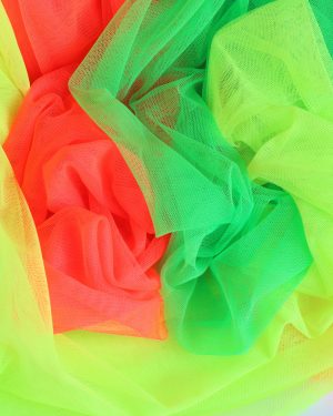 59" wide Neon Yellow/Neon Coral/Fluorescent Green Extra Soft couture Tulle Mesh Fabric