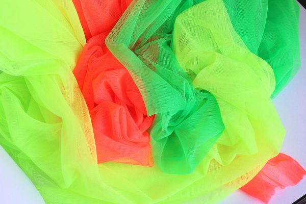 59" wide Neon Yellow/Neon Coral/Fluorescent Green Extra Soft couture Tulle Mesh Fabric