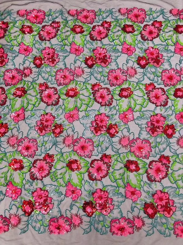 Rose floral sequins fabric
