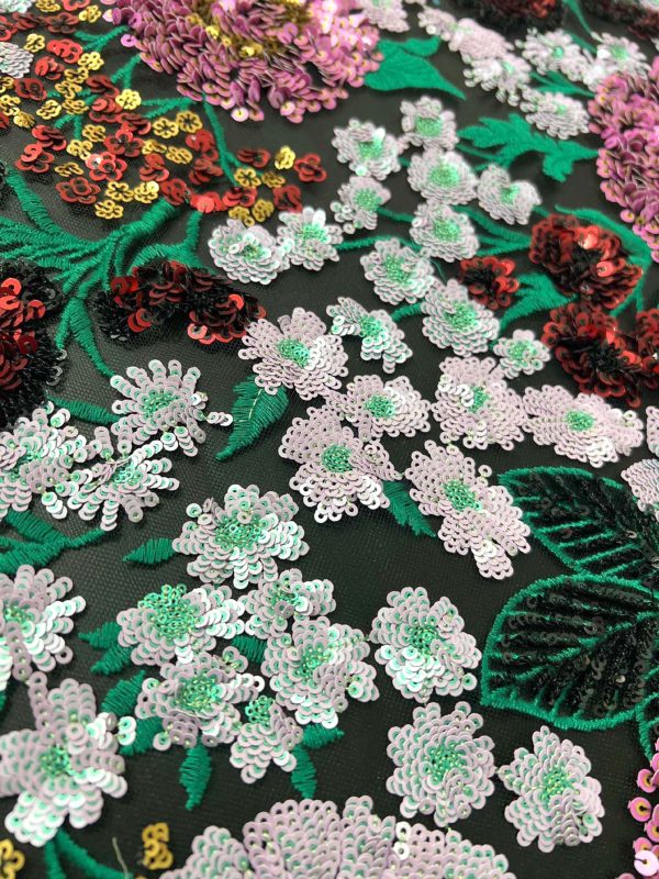 Haute Couture Sequins Floral embroidery with foam Dress Fabric