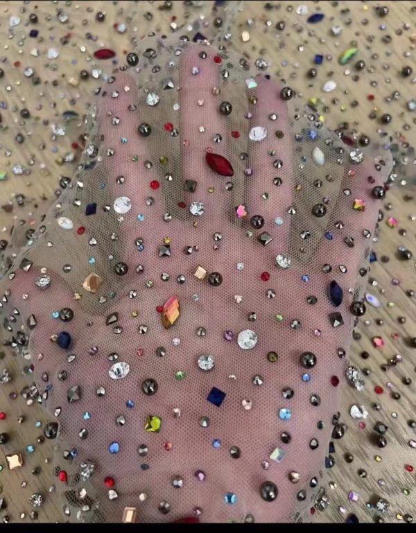 High-End Nude Crystal diamond Rhinestones Dubai Crystal Dress Fabric