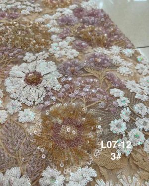 Sequnis Flower Heavy Stacked Sequins Wedding Dress Mesh Embroidery Fabrics