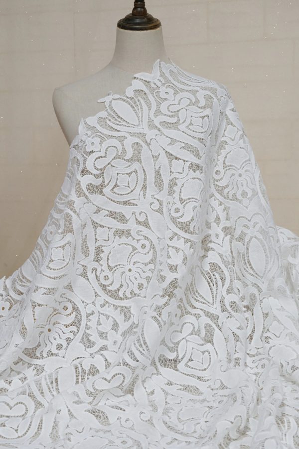 white guipure dress fabric